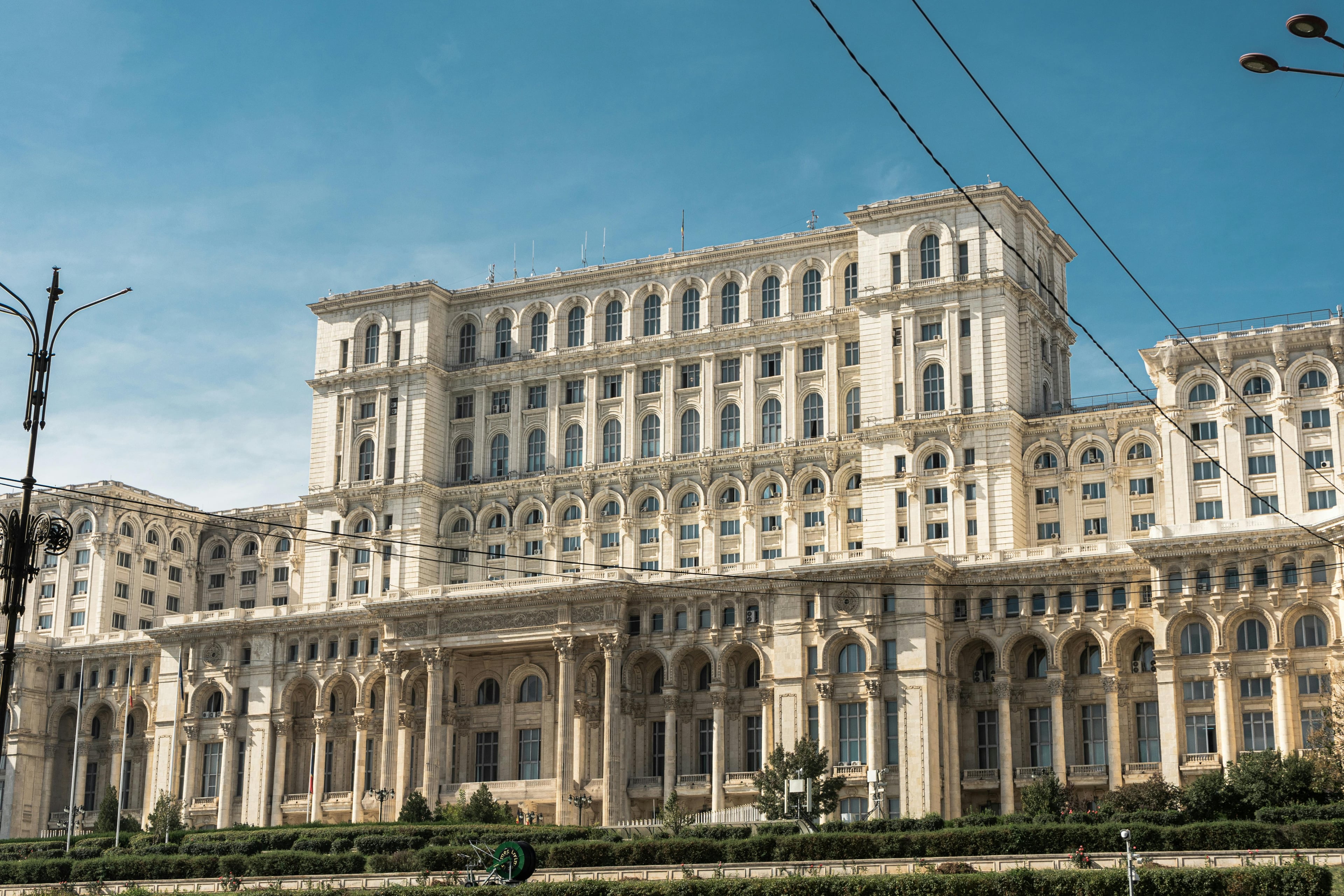 Elegant Bucharest architecture at dusk